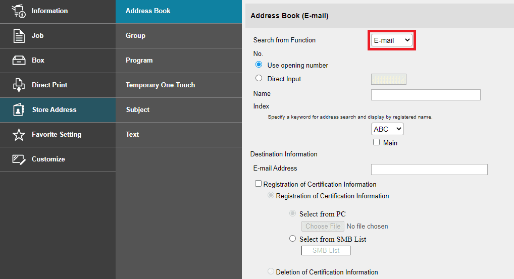 Address Book Email - register email